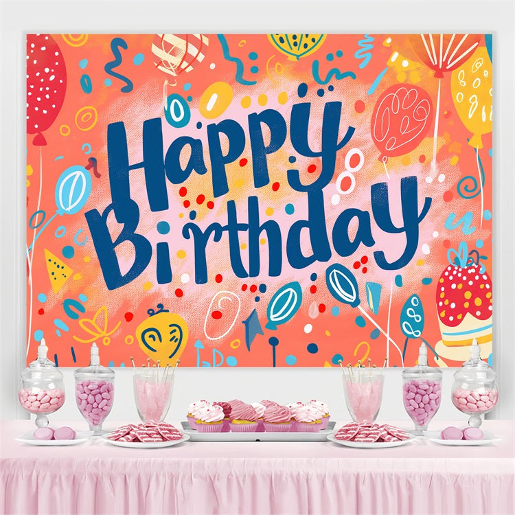 Custom Birthday Backdrop Whimsical Balloon Fest Backdrop UK BRP2-212