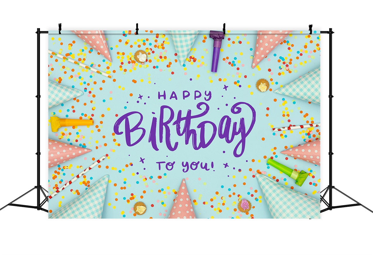 Customized Backdrop For Birthday Party Confetti Hats Backdrop UK BRP2-215