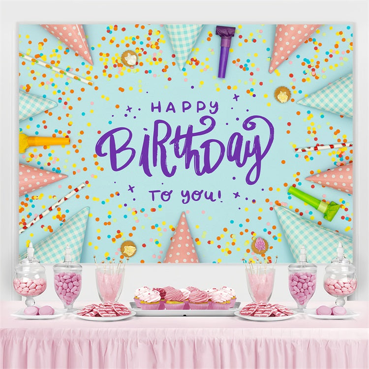 Customized Backdrop For Birthday Party Confetti Hats Backdrop UK BRP2-215