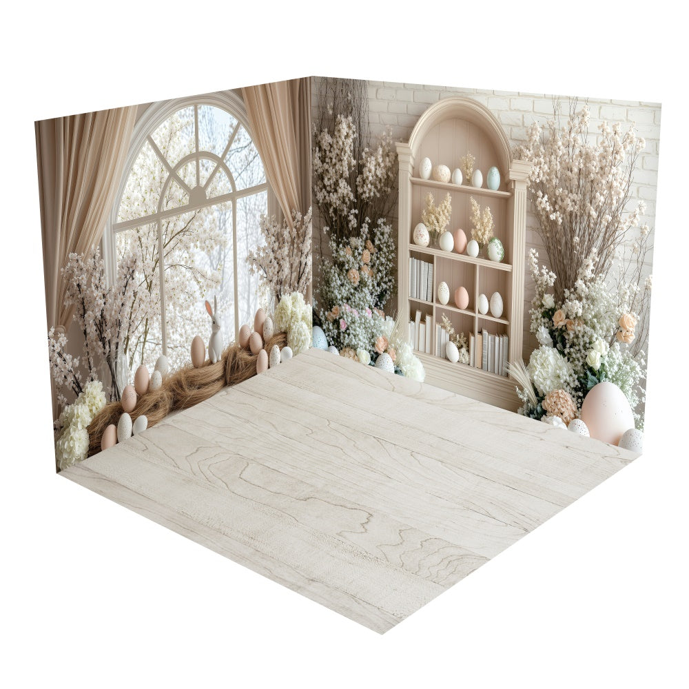 Soft Beige Bunny Easter Room Backdrop Room Set UK BRP2-22