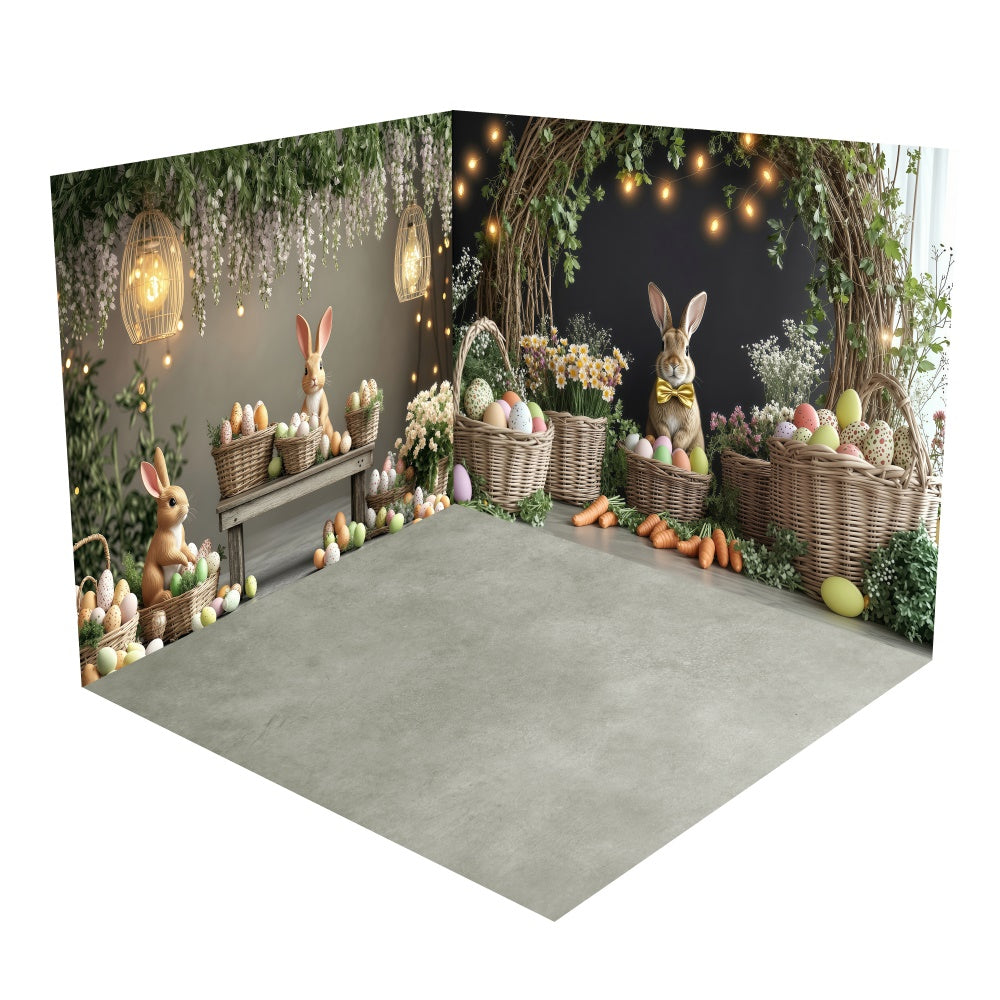 Rustic Carrot Easter Bunny Backdrop Room Set UK BRP2-29