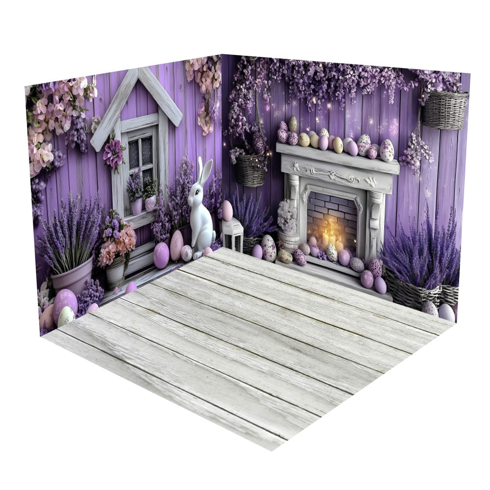 Lavender Bunny Easter Egg Backdrop Room Set UK BRP2-31