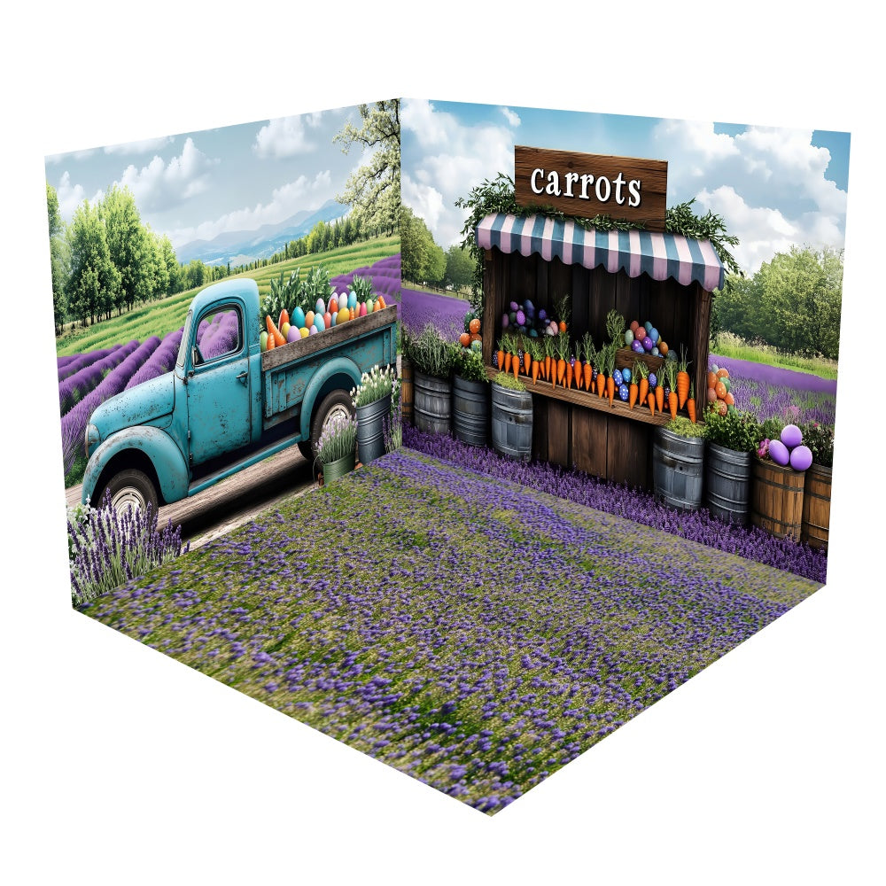 Blue Truck Lavender Easter Market Backdrop Room Set UK BRP2-35