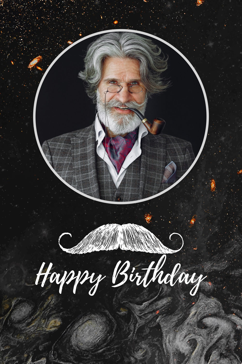 Personalized Birthday Backdrops Gentleman Mustache Black Backdrop UK BRP2-36