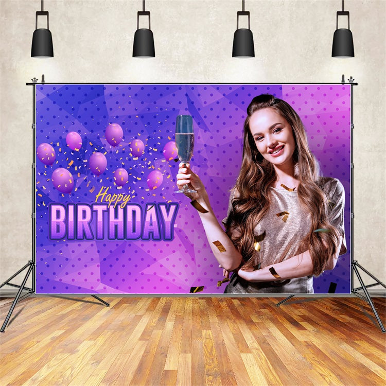 Personalized Backdrop For Birthday Purple Polka Dots Backdrop UK BRP2-38