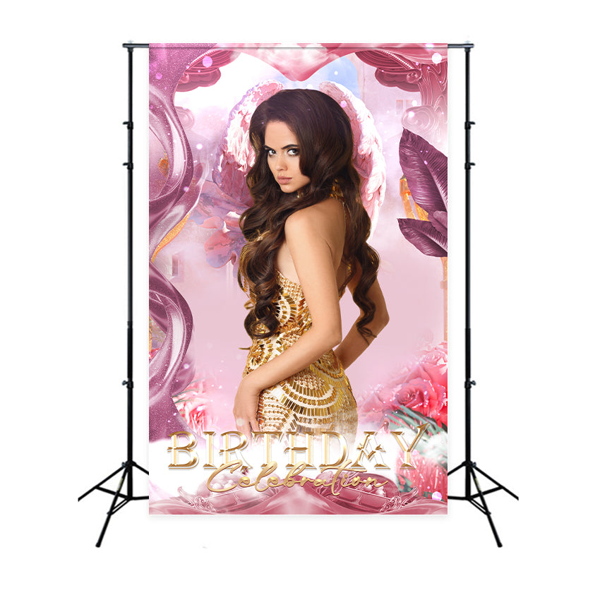 Personalized Backdrop For Birthday Party Pink Rose Angel Backdrop UK BRP2-43