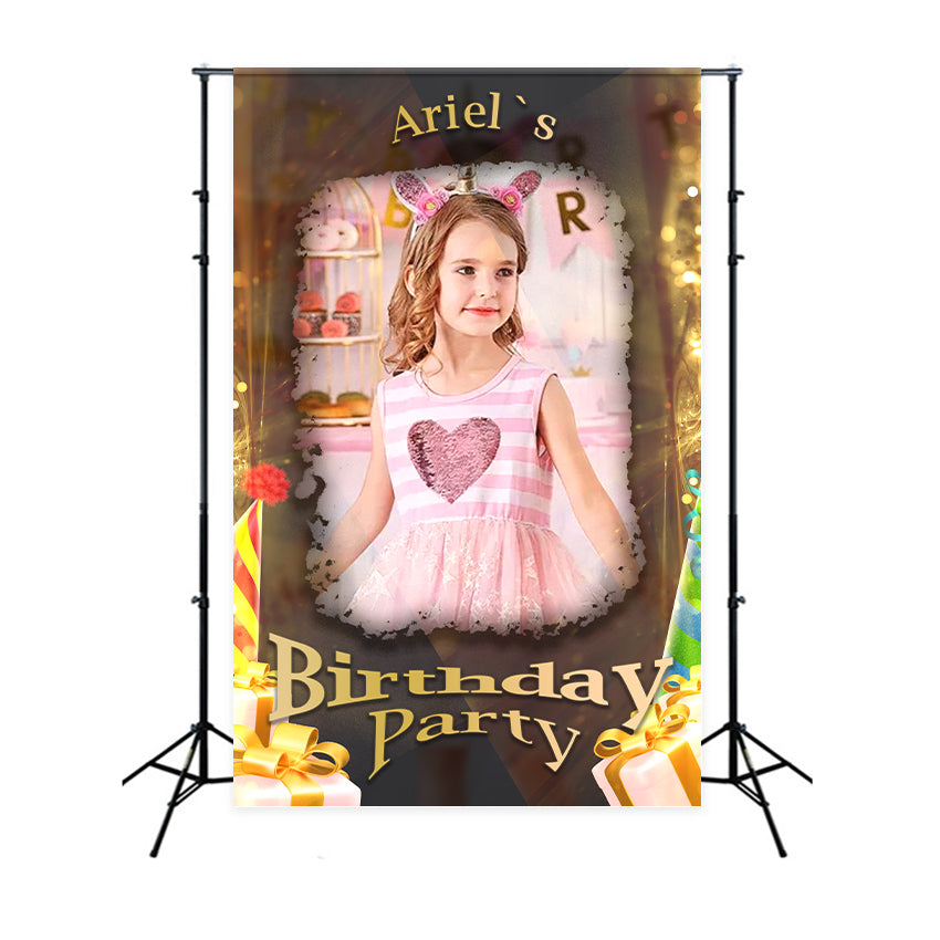 Custom Made Birthday Backdrops Glowing Golden Dreamy Backdrop UK BRP2-47