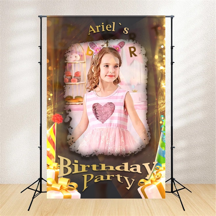 Custom Made Birthday Backdrops Glowing Golden Dreamy Backdrop UK BRP2-47