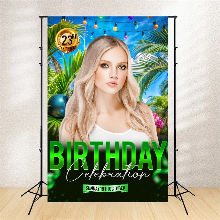 Birthday Backdrop Personalized Tropical 23rd Photography Backdrop UK BRP2-48