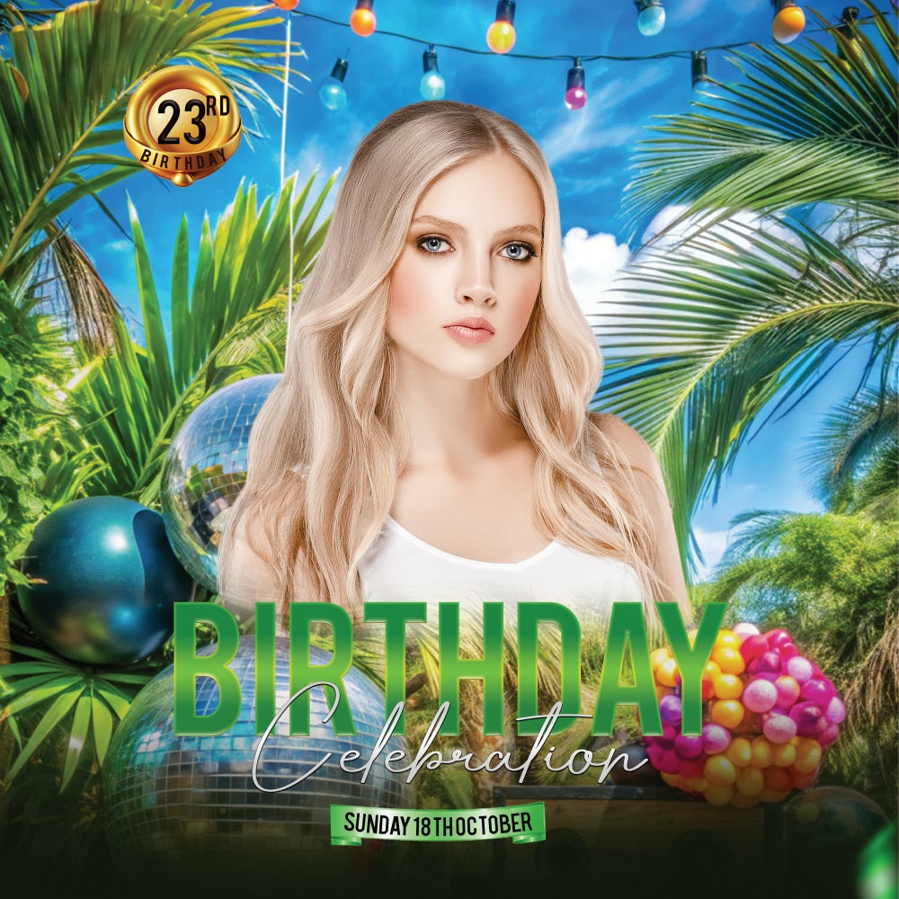 Birthday Backdrop Personalized Tropical 23rd Photography Backdrop UK BRP2-48