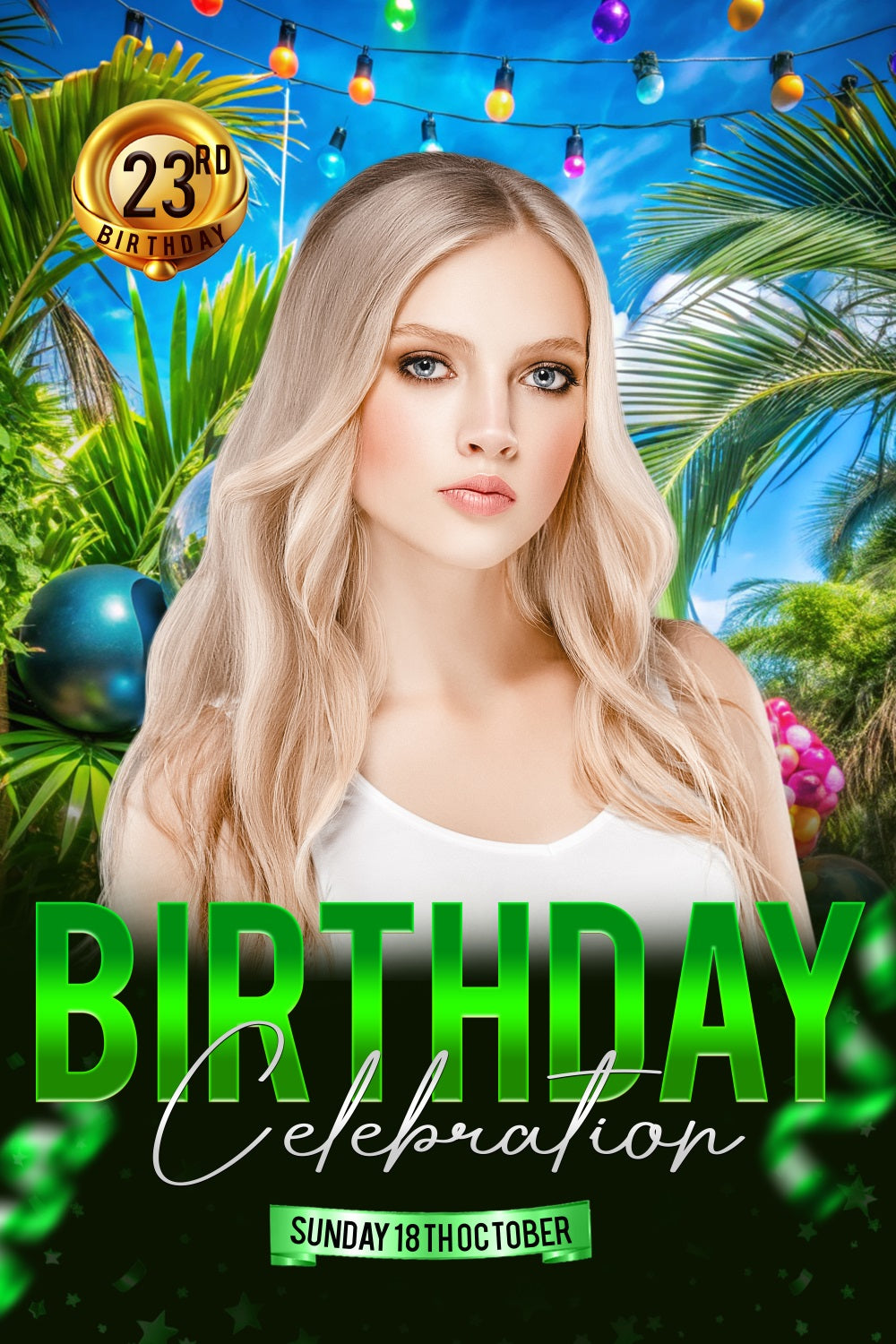 Birthday Backdrop Personalized Tropical 23rd Photography Backdrop UK BRP2-48