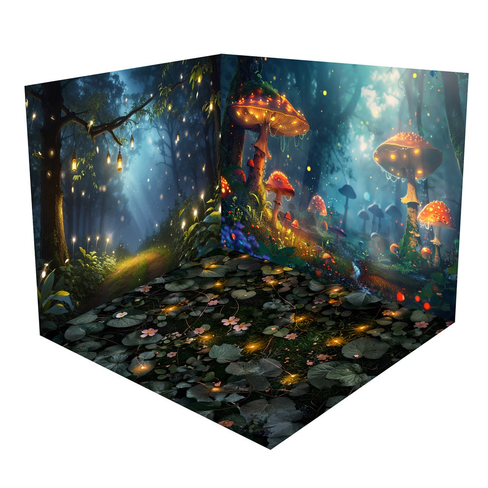 Enchanted Mushroom Glow Forest Backdrop Room Set UK BRP2-6