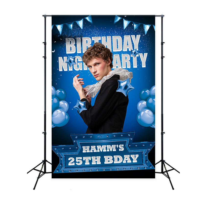 Personalised Backdrop For Birthday 25th Blue Balloon Backdrop UK BRP2-60