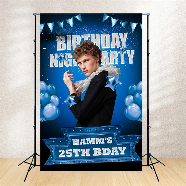 Personalised Backdrop For Birthday 25th Blue Balloon Backdrop UK BRP2-60