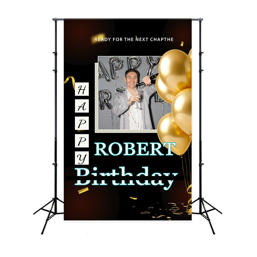 Personalized Backdrop Birthday Gold Balloon Party Backdrop UK BRP2-61