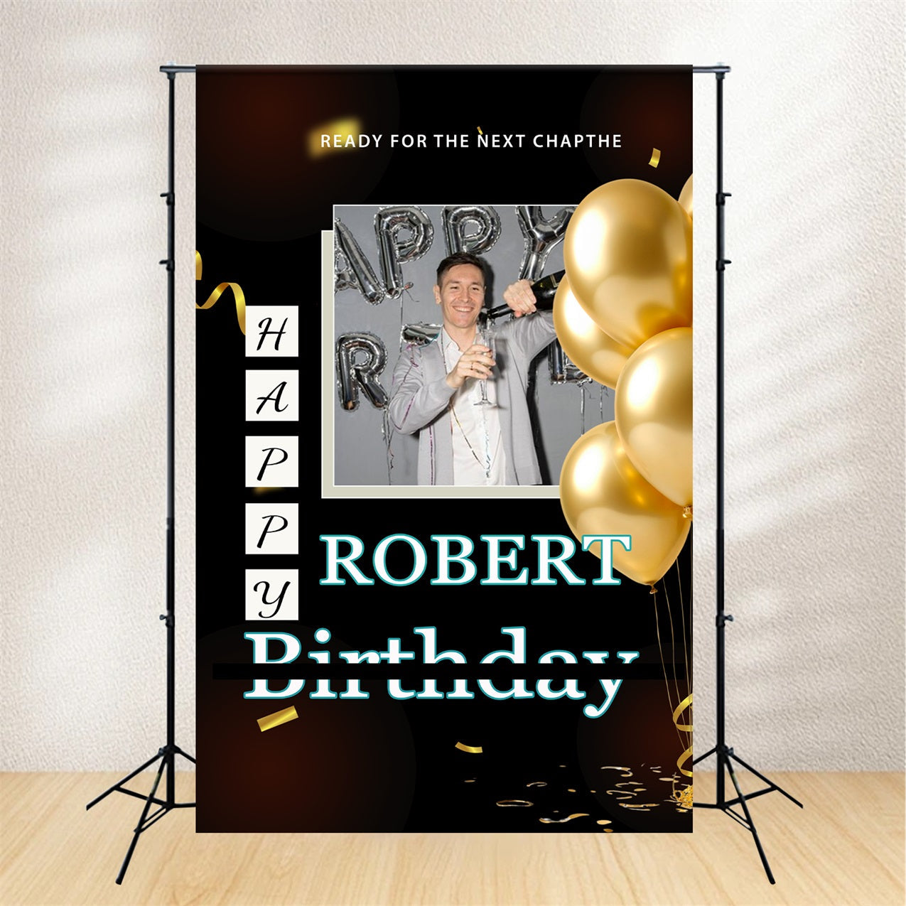 Personalized Backdrop Birthday Gold Balloon Party Backdrop UK BRP2-61