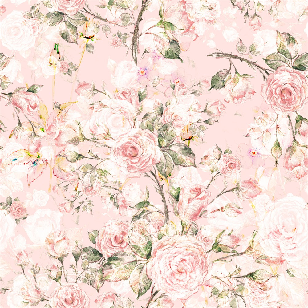 Floral Photo Backdrops Romantic Pink Rose Blossom Backdrop UK BRP2-66