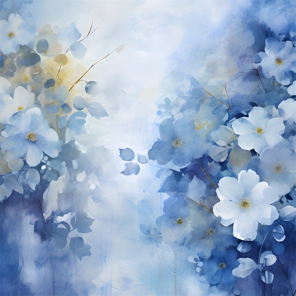 Floral Backdrops Photography Tranquil Blue Blossom Mist Backdrop UK BRP2-67