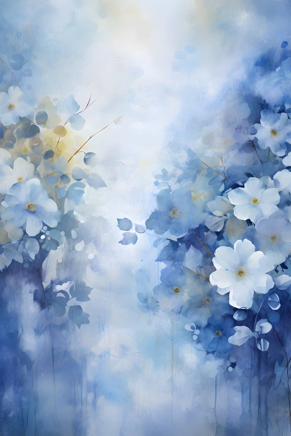 Floral Backdrops Photography Tranquil Blue Blossom Mist Backdrop UK BRP2-67