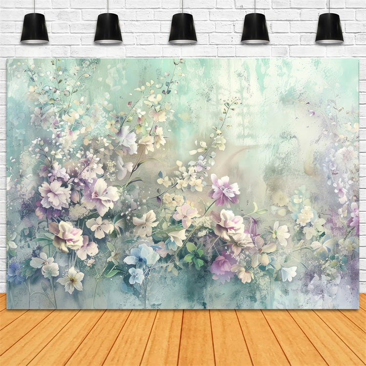 Floral Photo Backdrop Soft Watercolor Blooms Dreamy Backdrop UK BRP2-72