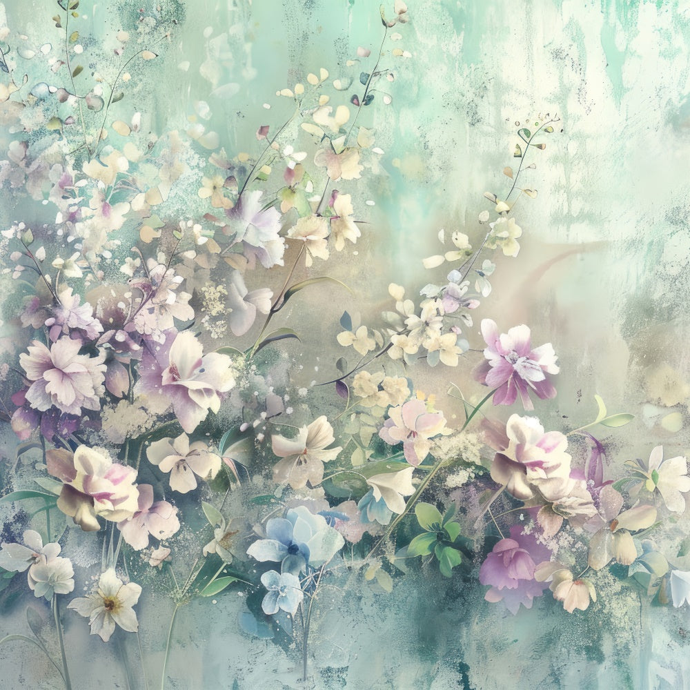 Floral Photo Backdrop Soft Watercolor Blooms Dreamy Backdrop UK BRP2-72