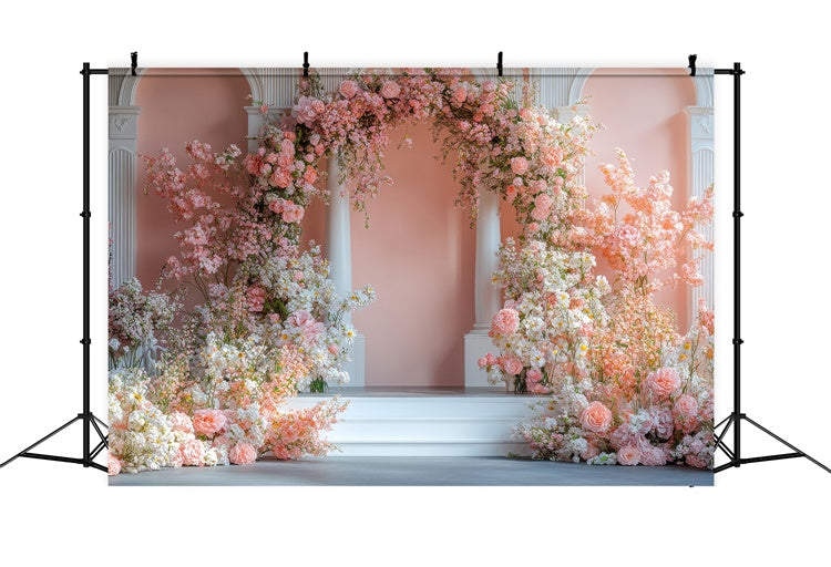 Flower Backdrop Photography Dreamy Pink Floral Archway Backdrop UK BRP2-74