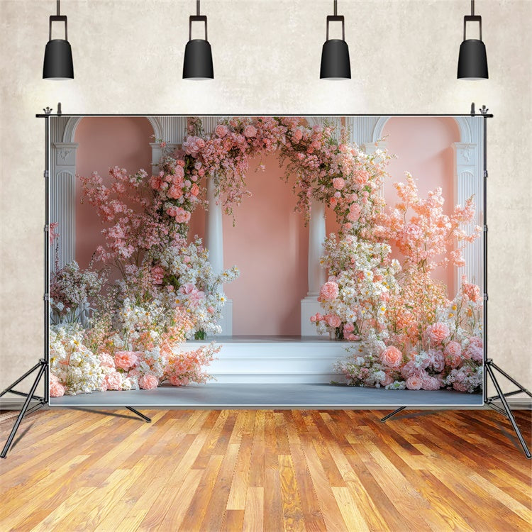 Flower Backdrop Photography Dreamy Pink Floral Archway Backdrop UK BRP2-74