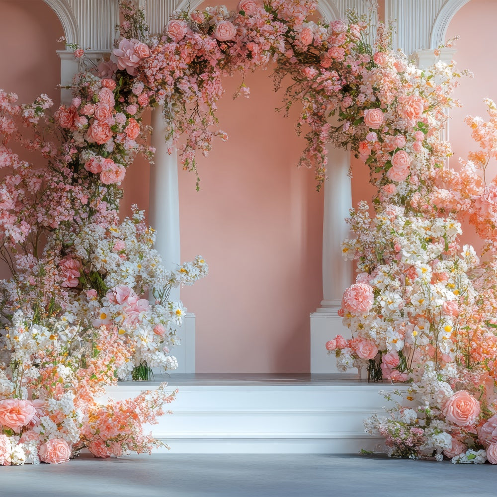 Flower Backdrop Photography Dreamy Pink Floral Archway Backdrop UK BRP2-74