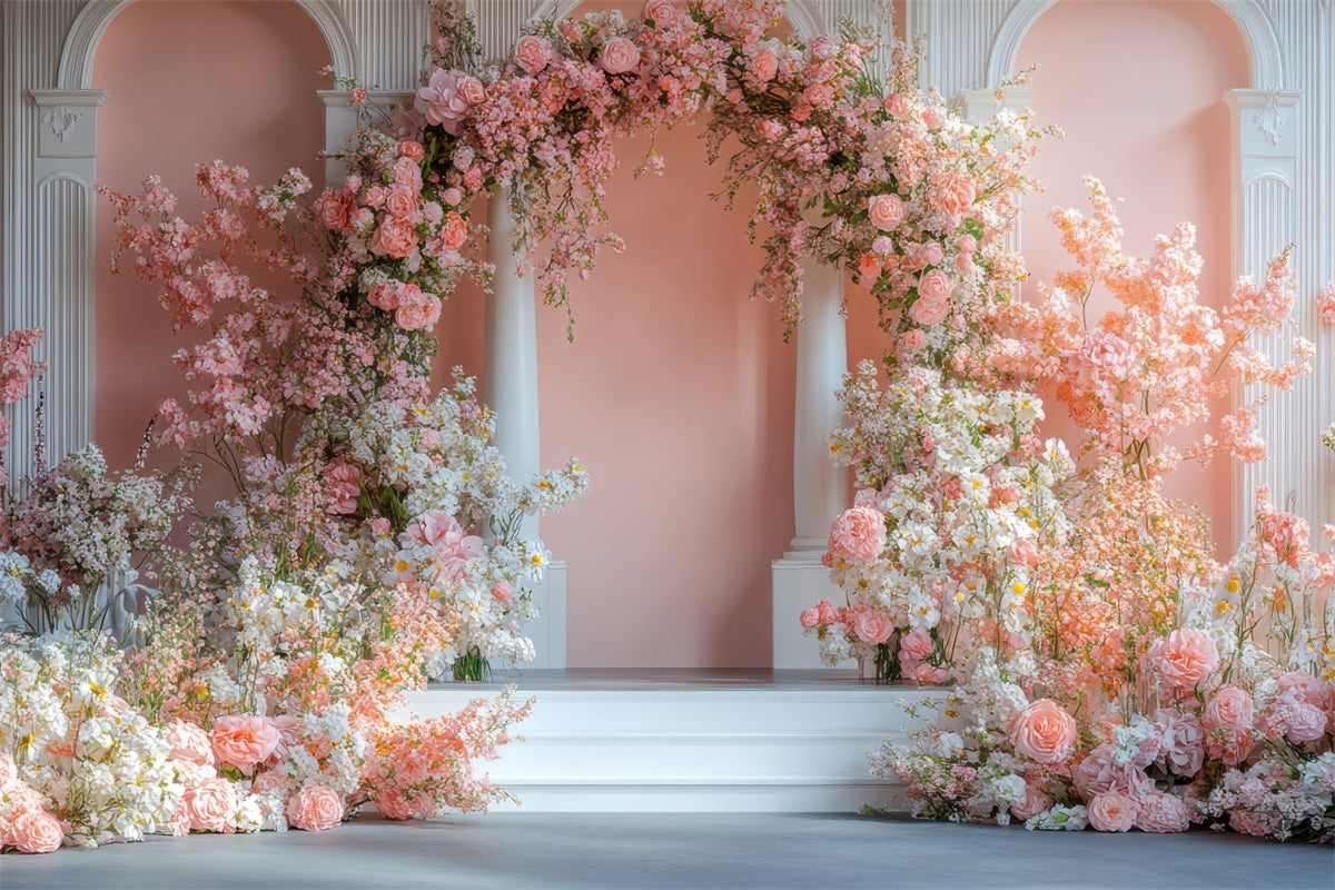 Flower Backdrop Photography Dreamy Pink Floral Archway Backdrop UK BRP2-74