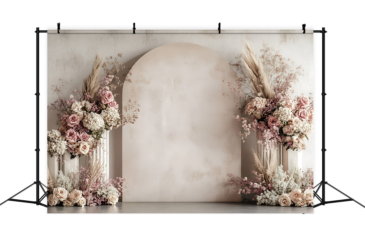 Floral Photography Backdrop Elegant Pink Floral Archway Backdrop UK BRP2-80