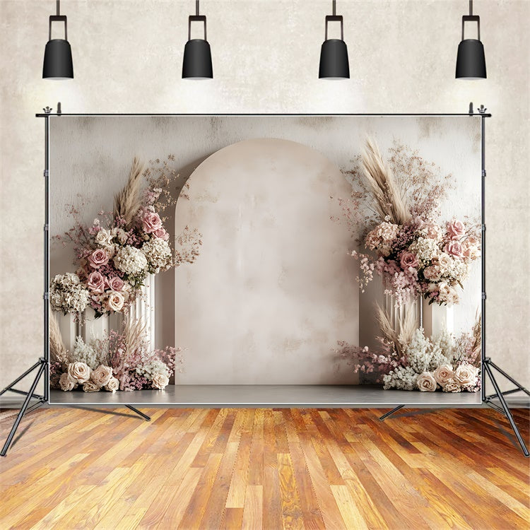 Floral Photography Backdrop Elegant Pink Floral Archway Backdrop UK BRP2-80