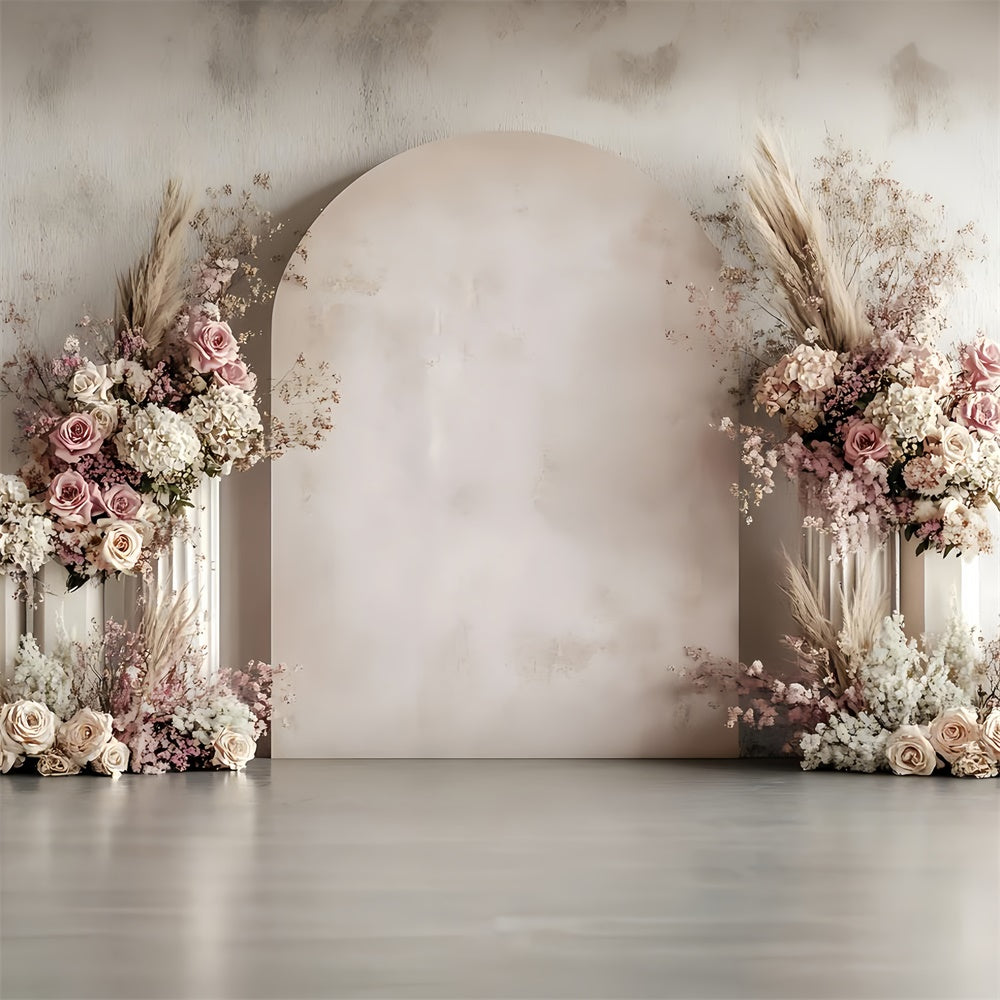 Floral Photography Backdrop Elegant Pink Floral Archway Backdrop UK BRP2-80