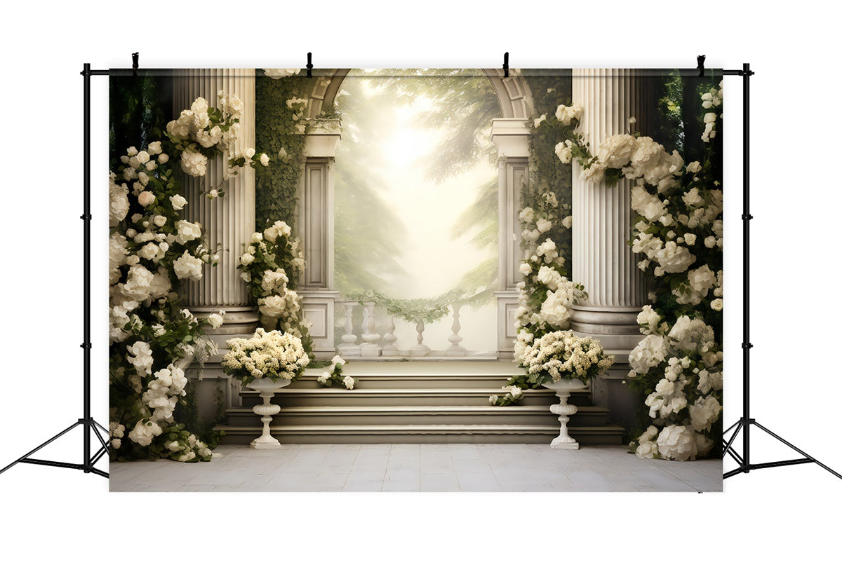 Floral Photo Backdrop Enchanted White Floral Garden Backdrop UK BRP2-83