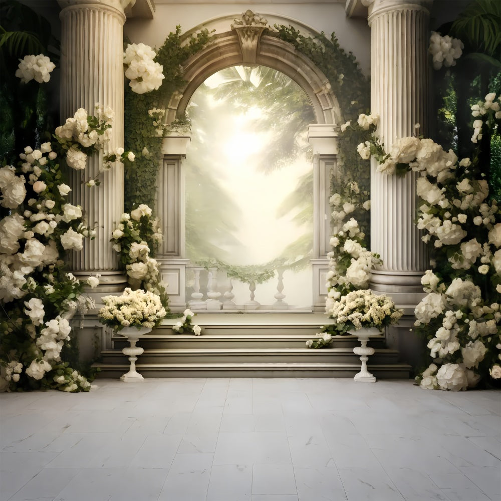 Floral Photo Backdrop Enchanted White Floral Garden Backdrop UK BRP2-83