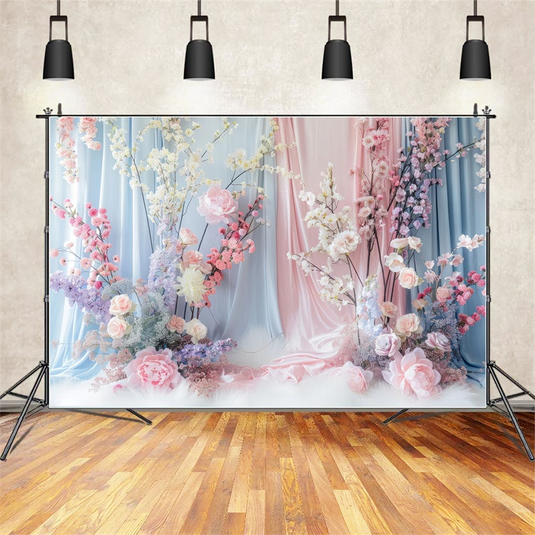 Flower Photo Backdrop Soft Pastel Floral Elegance Backdrop UK BRP2-85