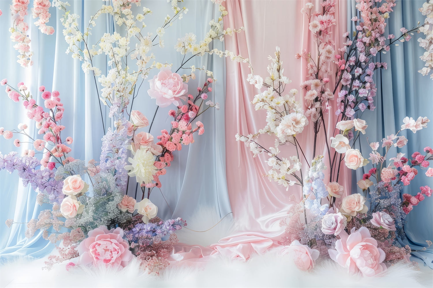 Flower Photo Backdrop Soft Pastel Floral Elegance Backdrop UK BRP2-85