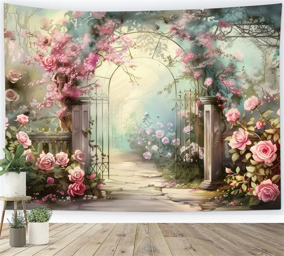 Flower Photo Backdrop Dreamy Rose Garden Pathway Backdrop UK BRP2-88