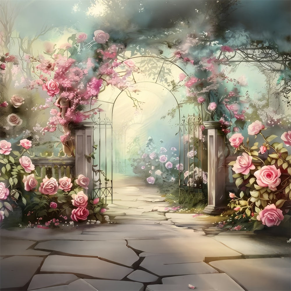 Flower Photo Backdrop Dreamy Rose Garden Pathway Backdrop UK BRP2-88