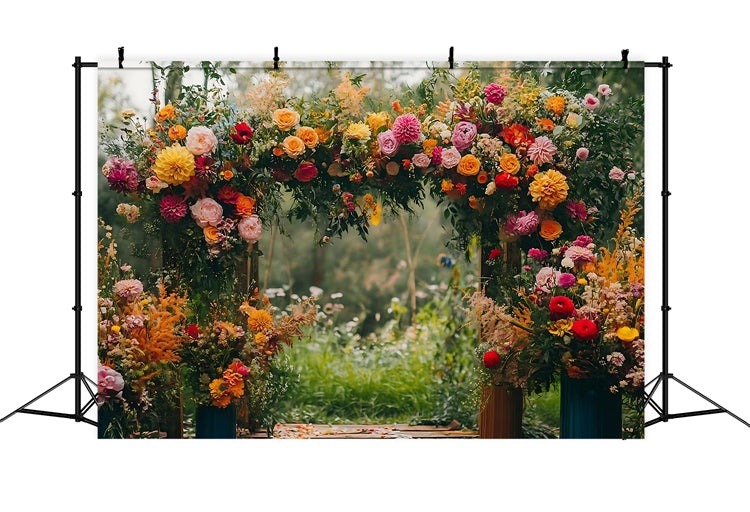 Floral Backdrop For Photography Vibrant Floral Path Arch Backdrop UK BRP2-90