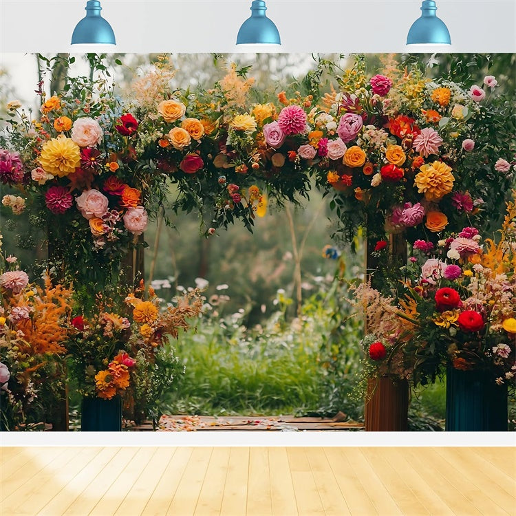 Floral Backdrop For Photography Vibrant Floral Path Arch Backdrop UK BRP2-90