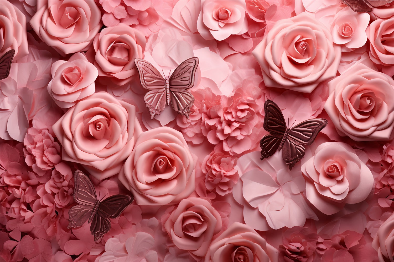 Floral Photography Backdrops Soft Pink Rose Butterfly Backdrop UK BRP2-99