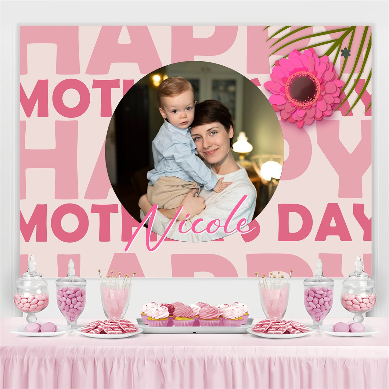 Mother's Day Backdrop Sweet Love Flower Personalized Backdrop UK BRP3-115