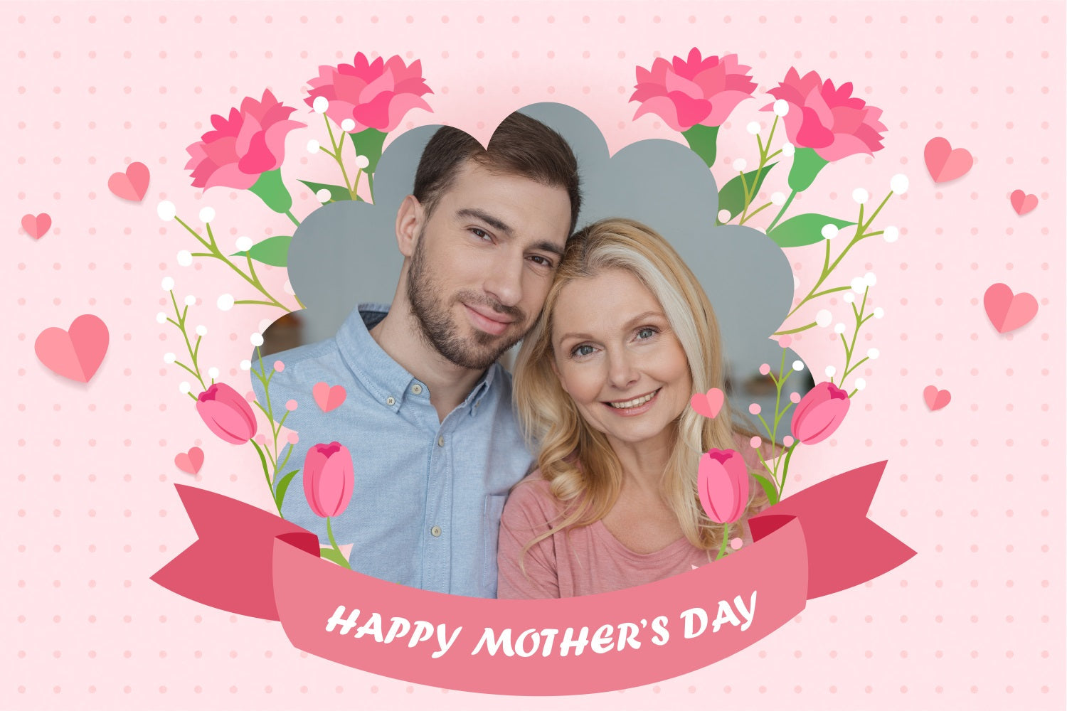 Happy Mother's Day Backdrop Gentle Love Flowers Personalised Backdrop UK BRP3-126