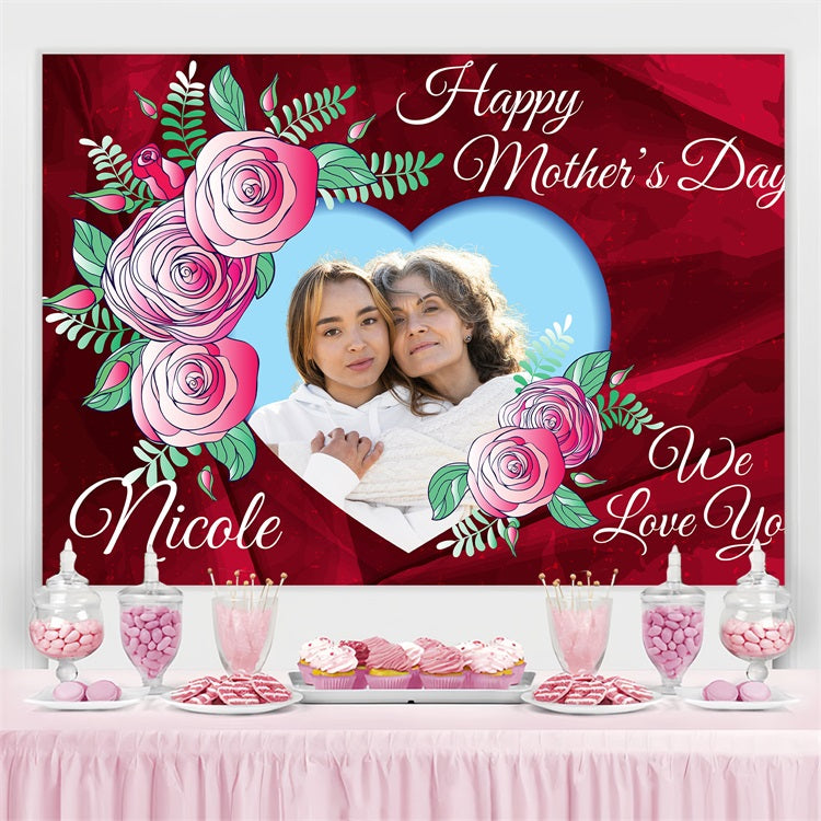 Backdrops For Mother's Day Red Rose Affection Personalized Backdrop UK BRP3-128
