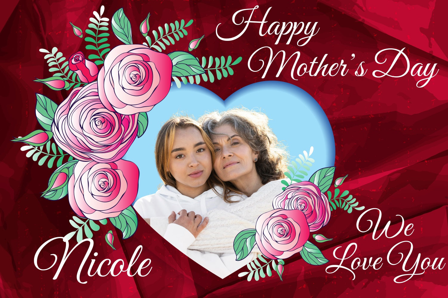 Backdrops For Mother's Day Red Rose Affection Personalized Backdrop UK BRP3-128