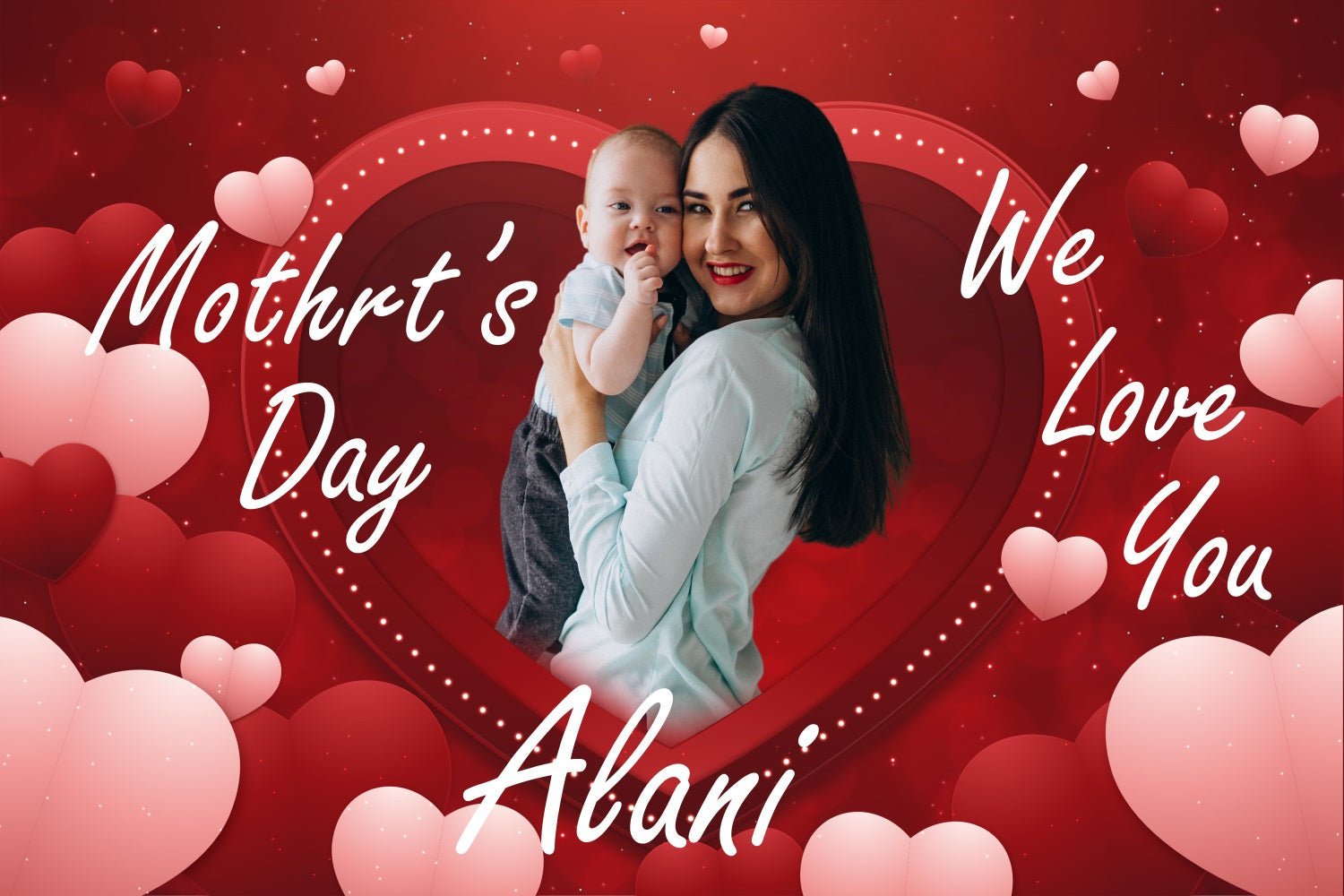Mother Day Backdrop Red Hearts Celebration Personalized Backdrop UK BRP3-129