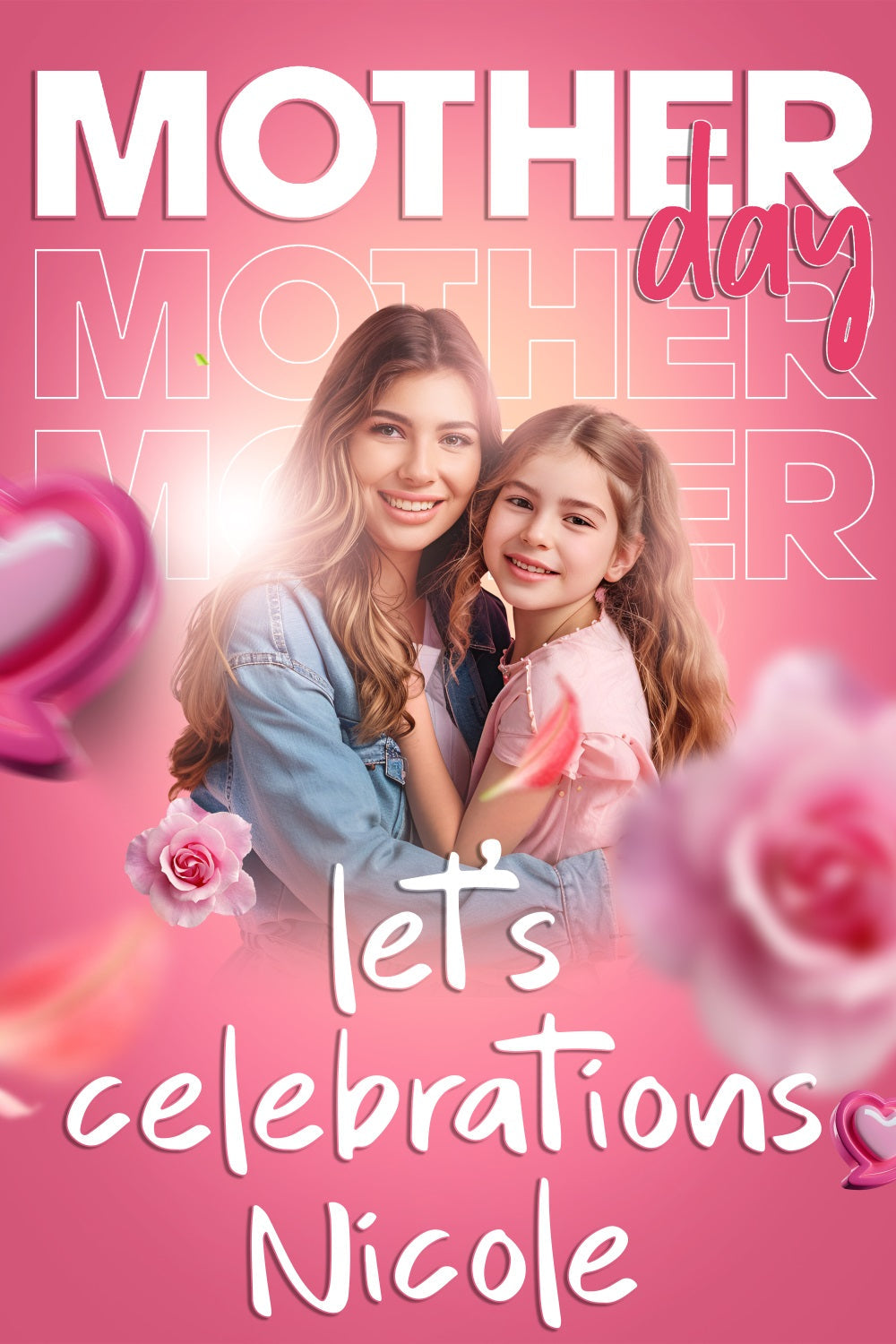 Mothers Day Photo Backdrop Pink Petals Happiness Personalized Backdrop UK BRP3-133