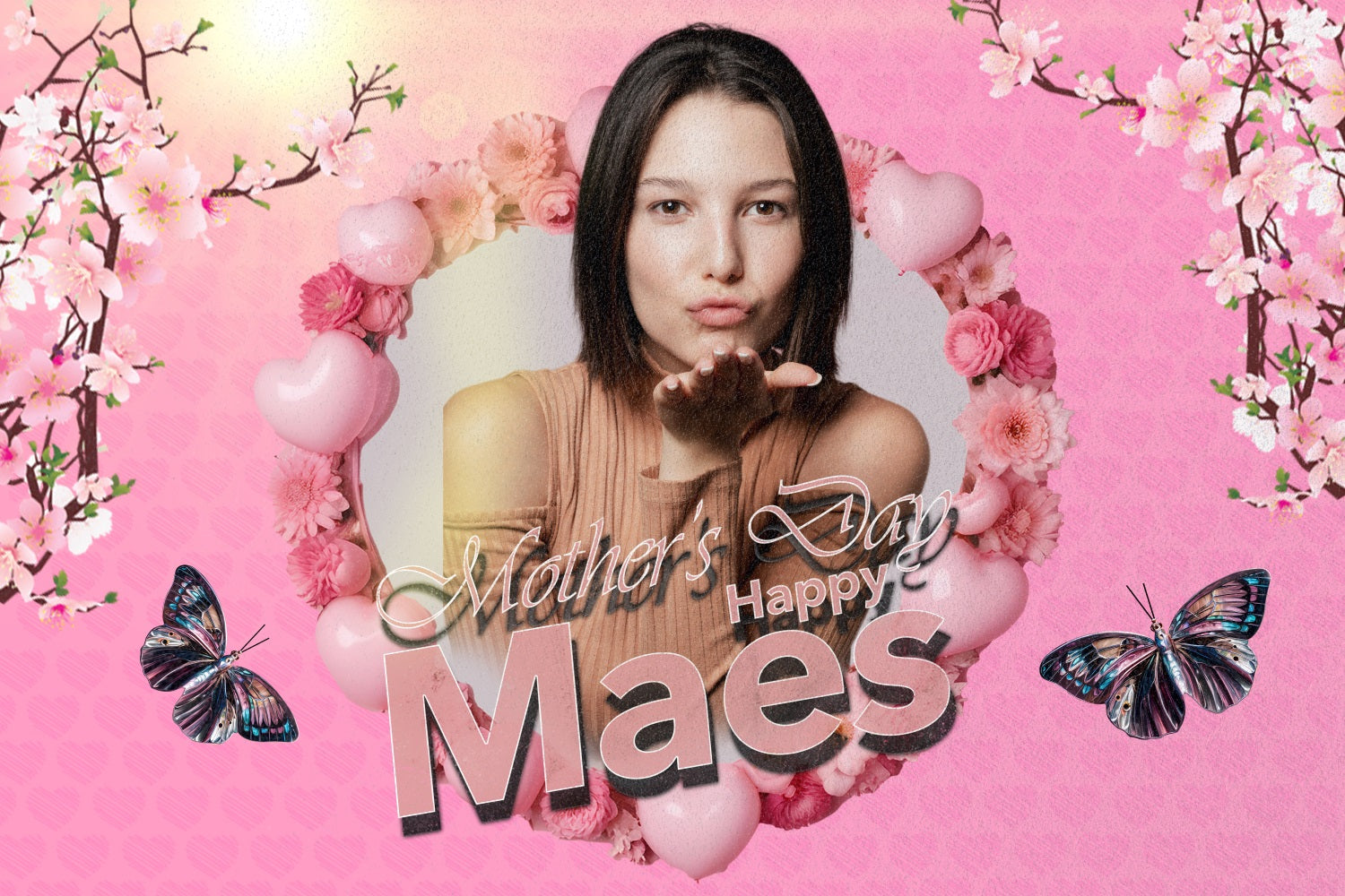 Mothers Day Backdrop Cherry Heart Frame Personalised Backdrop UK BRP3-135