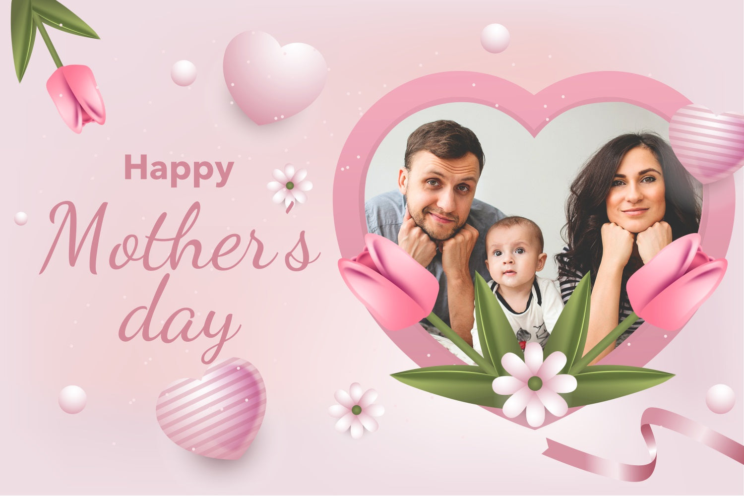 Backdrops For Mother's Day Heart Tulip Family Customized Backdrop UK BRP3-136