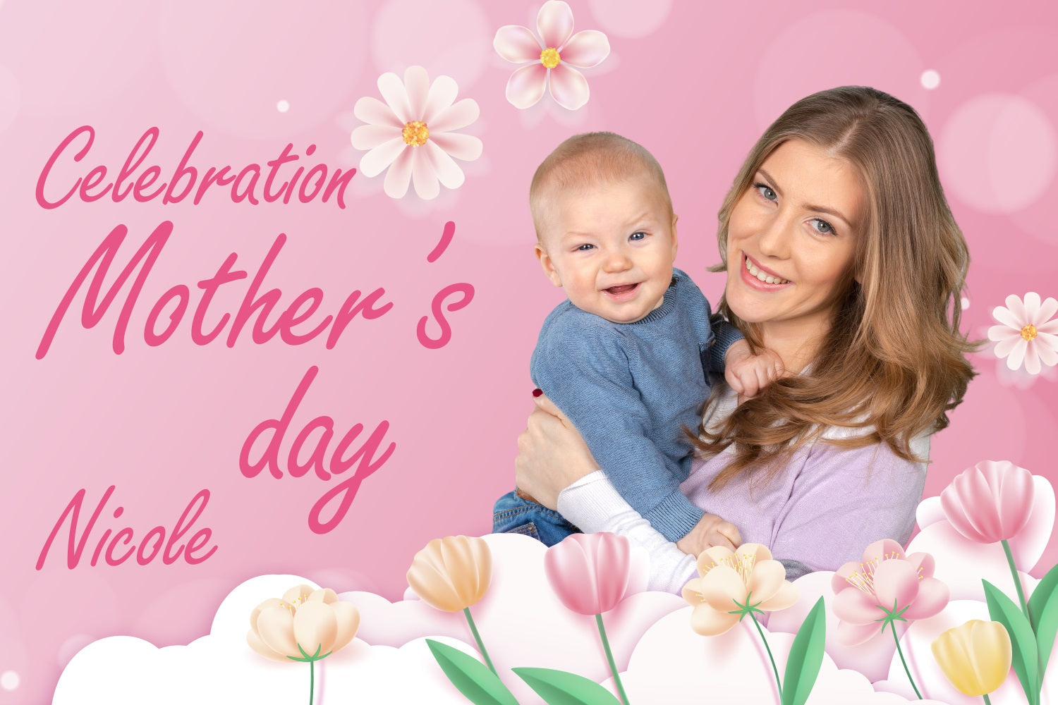 Mother's Day Backdrop Pastel Flower Embrace Personalized Backdrop UK BRP3-137